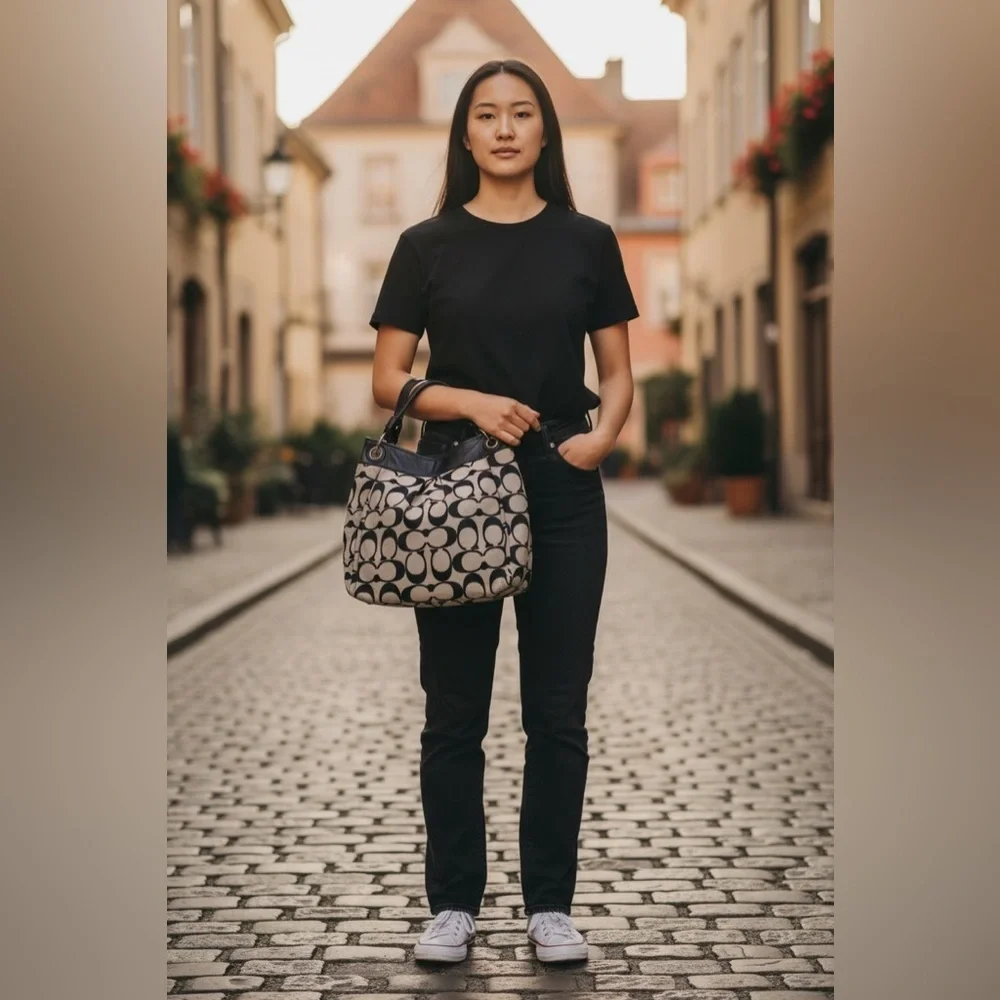 Coach Black and Gray Signature Bag
